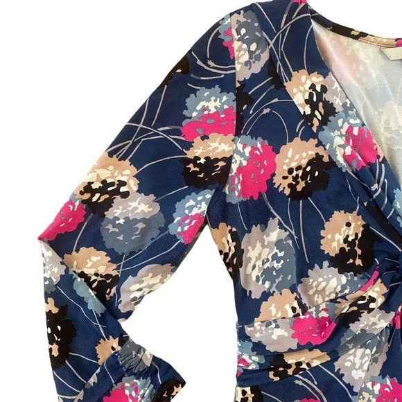 Boden Fireworks Twist Front Jersey Navy Blue Pink Floral Dress - Picture 3 of 6